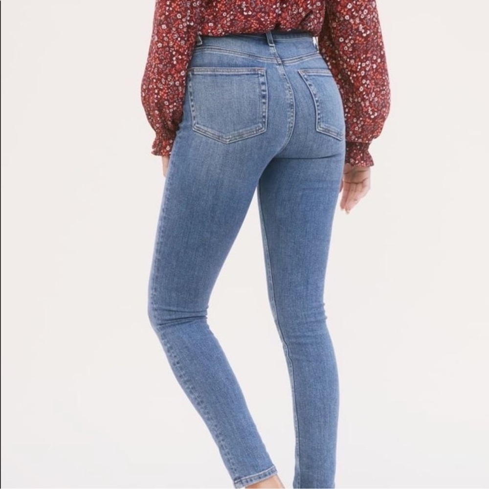 Reformation Harper High Rise Skinny Button Front Jeans Ion Wash Size 25 - Picture 15 of 16